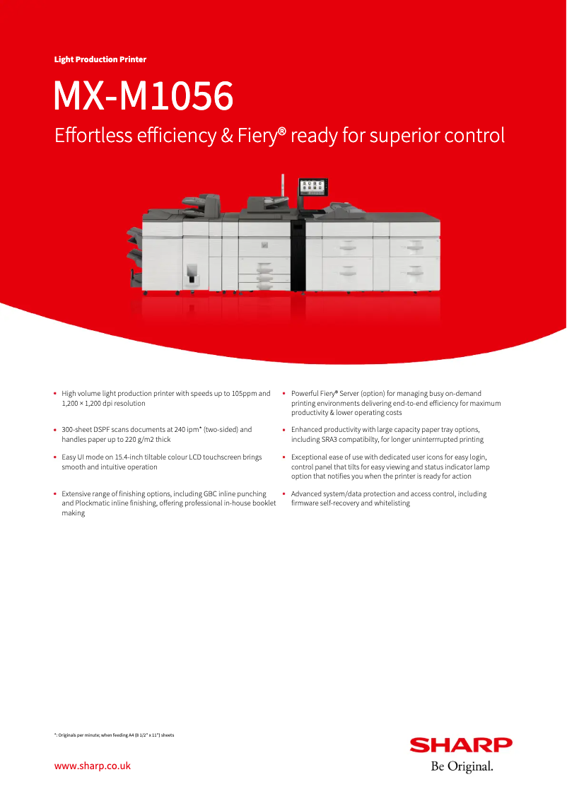 Page 1 de la notice Fiche technique Sharp MX-M1056