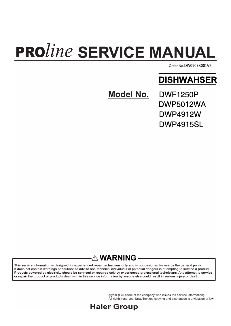 Page 1 de la notice Manuel utilisateur Proline DWP 4915 SL
