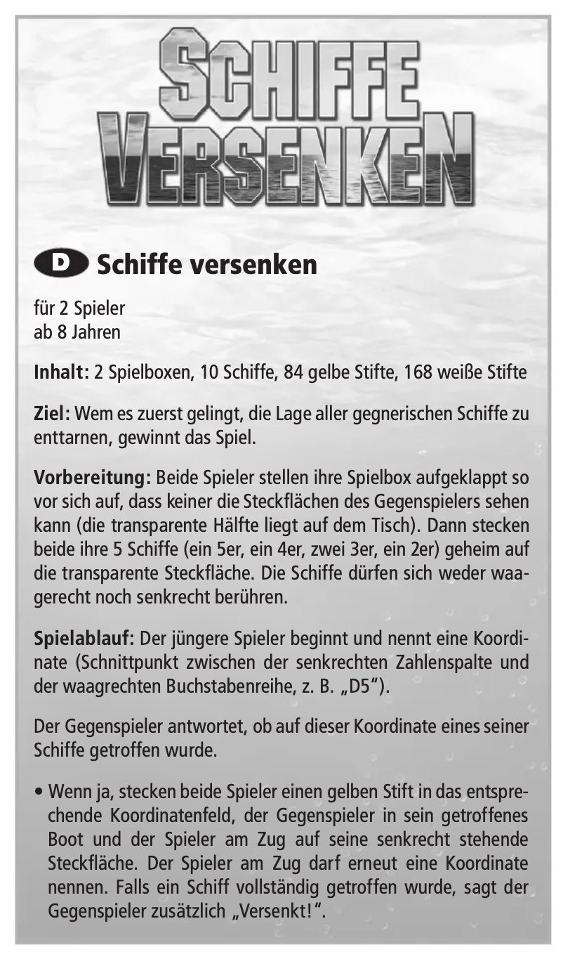 Page n°1 - Manuel utilisateur Schmidt Schiffe versenken