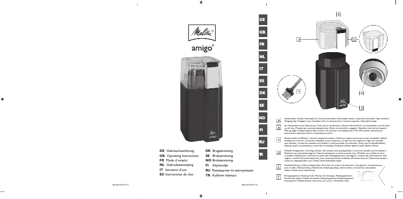 Page 1 de la notice Manuel utilisateur Melitta Amigo
