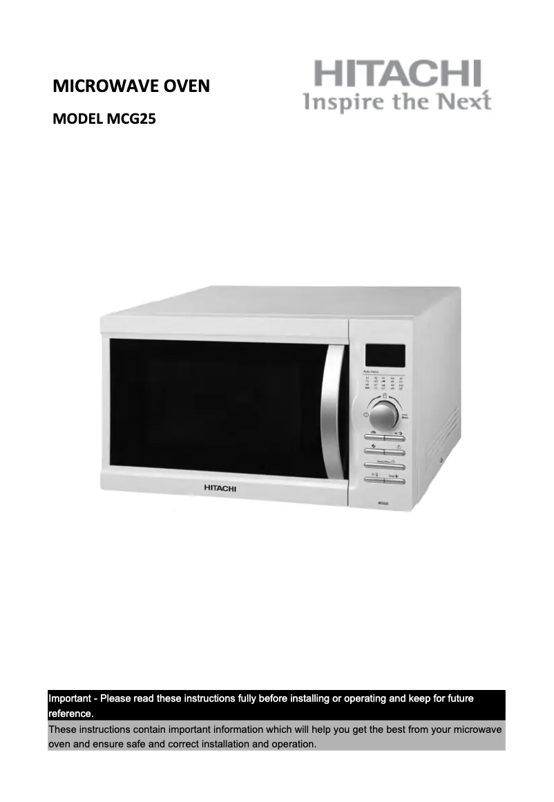 Página 1 del manual Manual de usuario Hitachi MCG25