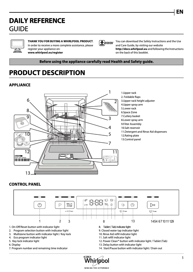 Page n°1 - Manuel utilisateur Whirlpool WFC 3C24 P UK
