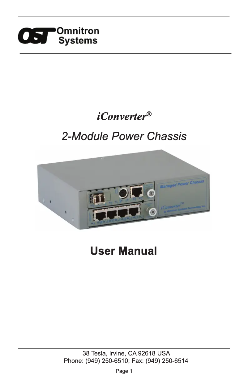 Page 1 de la notice Manuel utilisateur Omnitron Systems iConverter