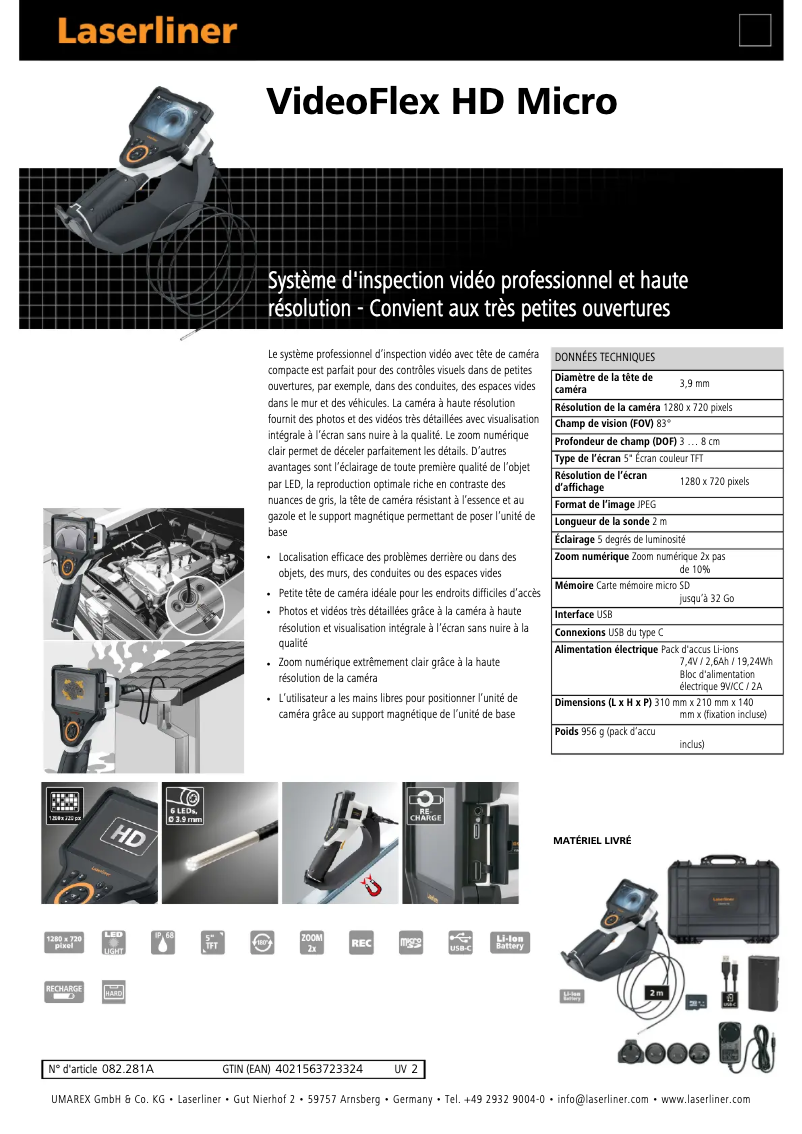 Image de la première page du manuel de l'appareil VideoFlex HD Micro