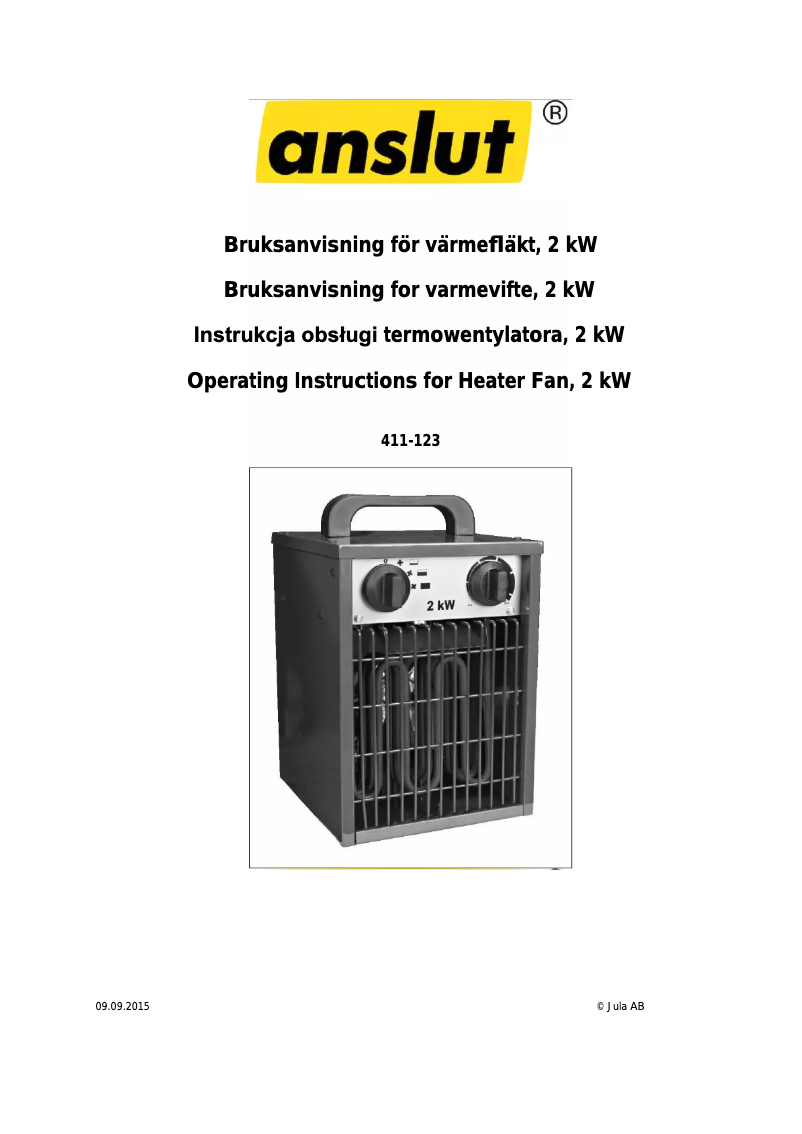 Page 1 de la notice Manuel utilisateur Anslut 411-123