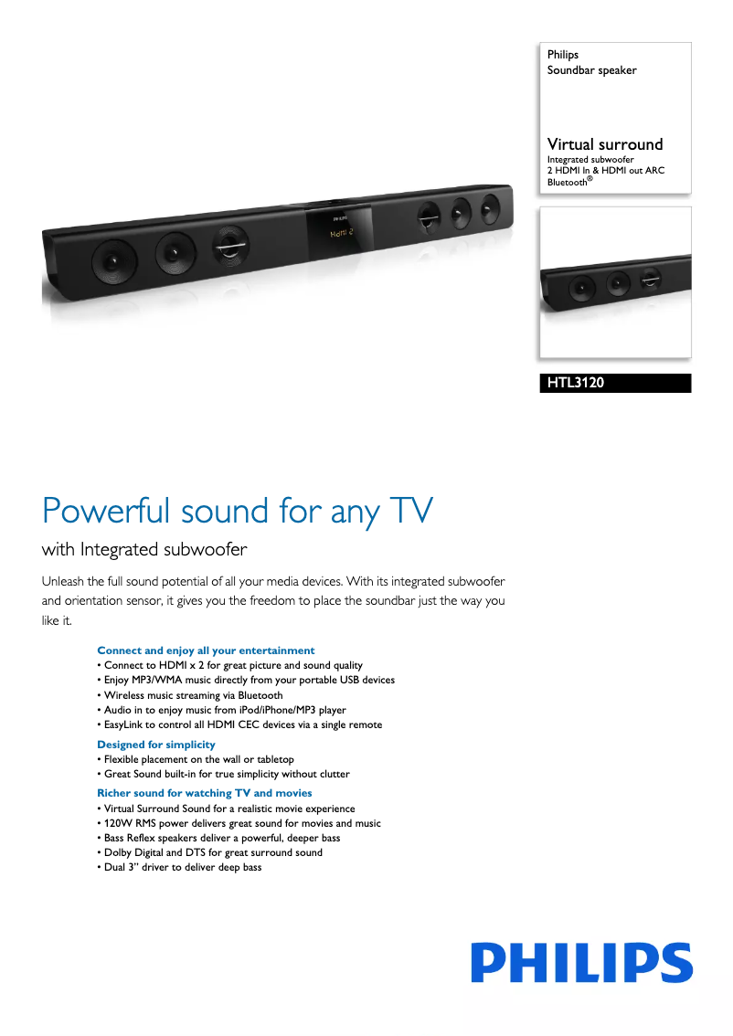 Página 1 del manual Folleto Philips HTL3120