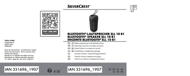 Page n°1 - Manuel utilisateur SilverCrest SLL 10 B1