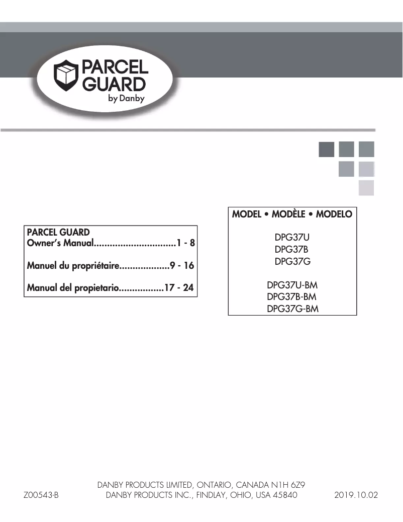 Page 1 de la notice Manuel utilisateur Danby DPG37B