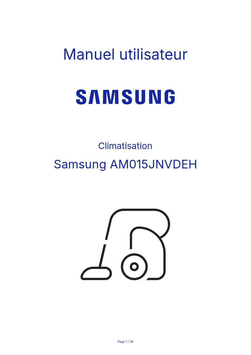 Page n°1 - Manuel utilisateur Samsung AM015JNVDEH
