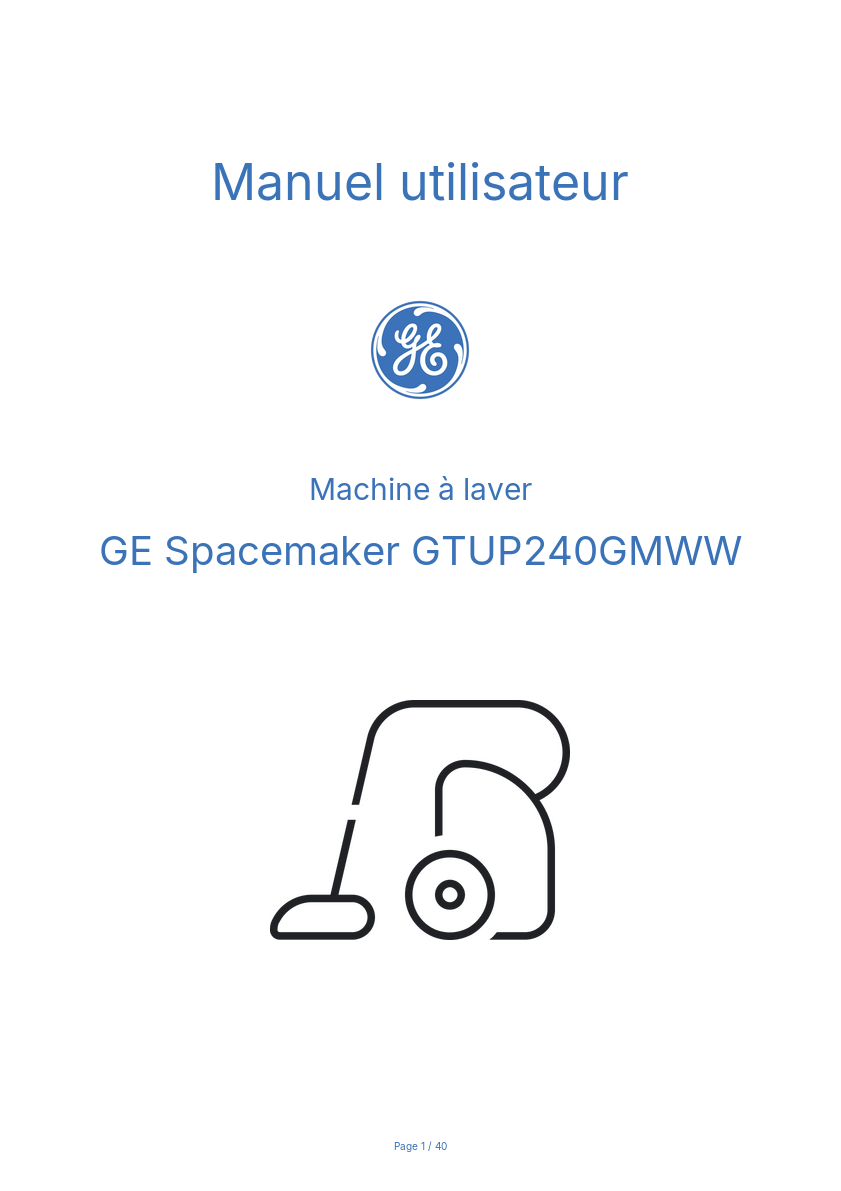 Image de la première page du manuel de l'appareil Spacemaker GTUP240GMWW