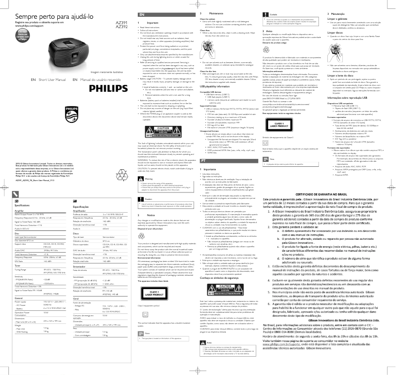 Page n°1 - Guide de démarrage rapide Philips AZ392