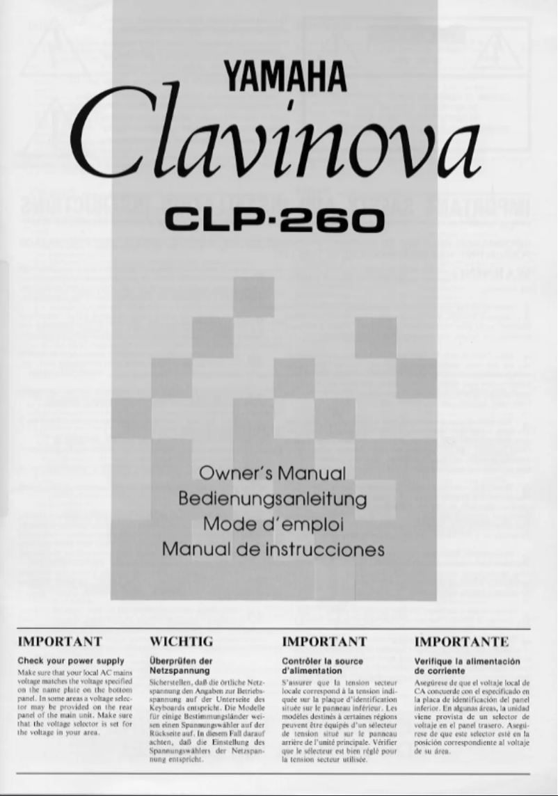 Image de la première page du manuel de l'appareil Clavinova CLP-260