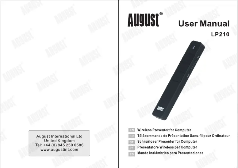 Page 1 de la notice Manuel utilisateur August LP210