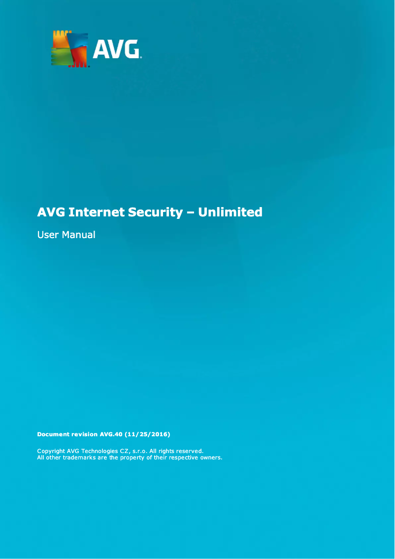 Page 1 de la notice Manuel utilisateur AVG Internet Security Unlimited 2016