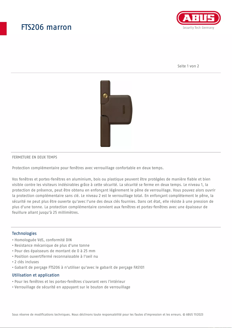 Image de la première page du manuel de l'appareil FTS206