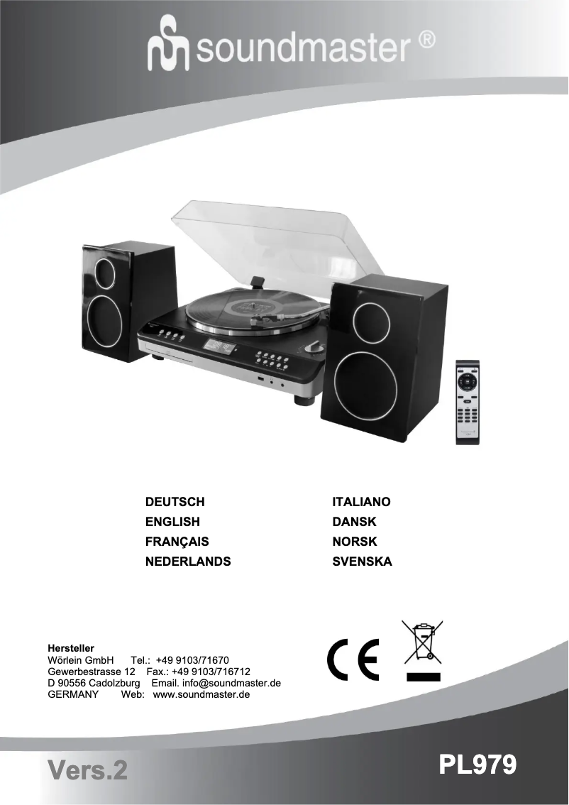 Page n°1 - Manuel utilisateur Soundmaster PL979