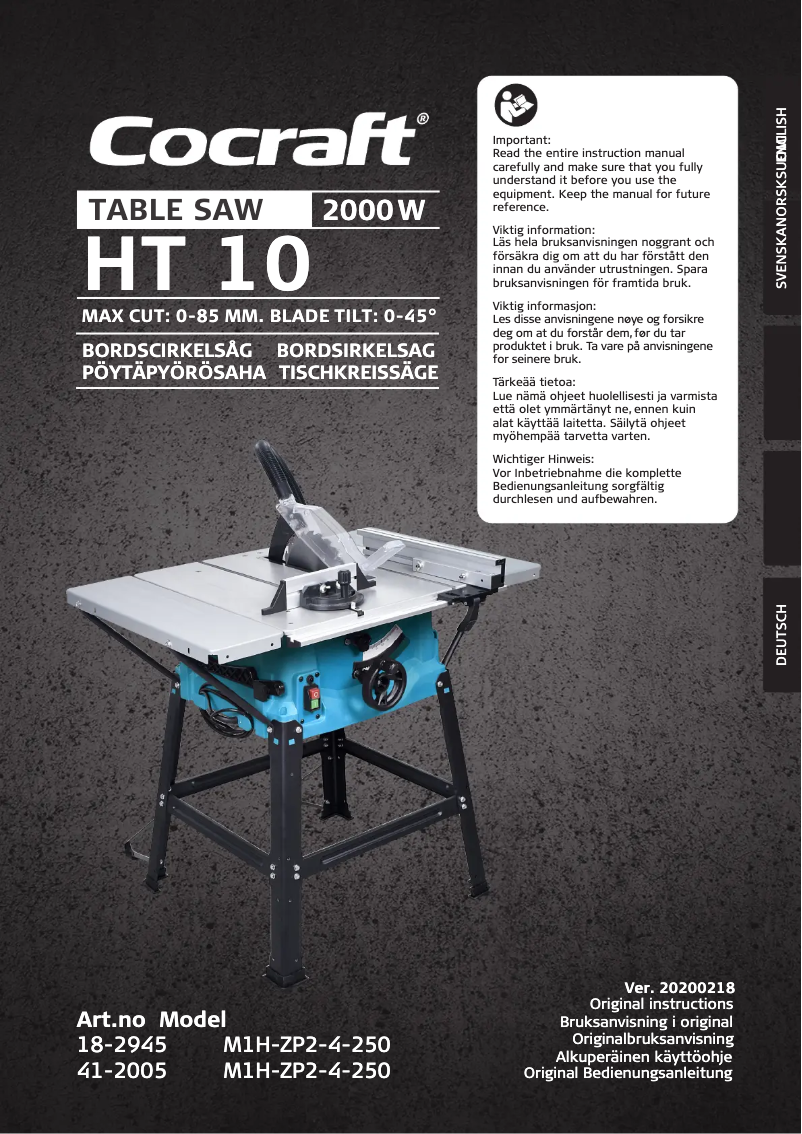 Page n°1 - Manuel utilisateur Cocraft HT 10