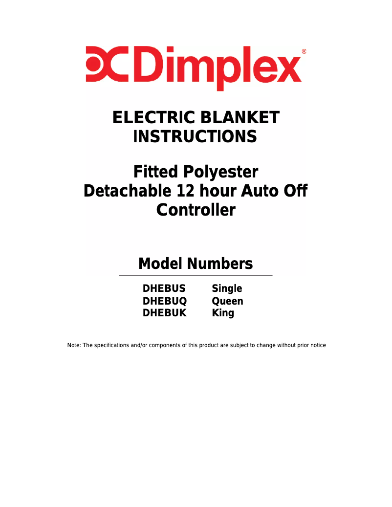 Page 1 de la notice Manuel utilisateur Dimplex DHEBUK
