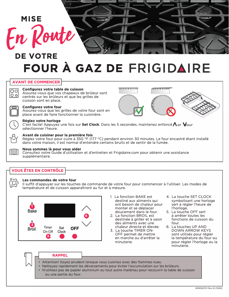 Page 1 de la notice Manuel utilisateur Frigidaire FCRG3015AB