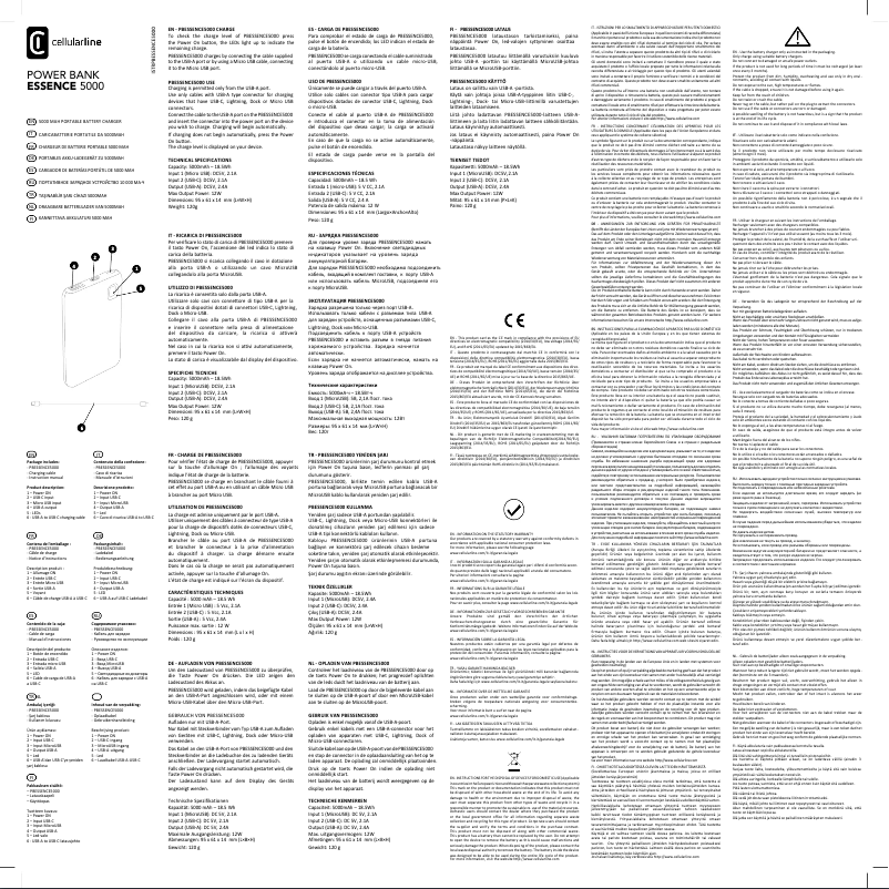 Page 1 de la notice Manuel utilisateur Cellular Line ESSENCE 5000