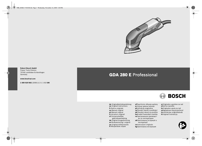 Page 1 de la notice Manuel utilisateur Bosch GDA 280 E