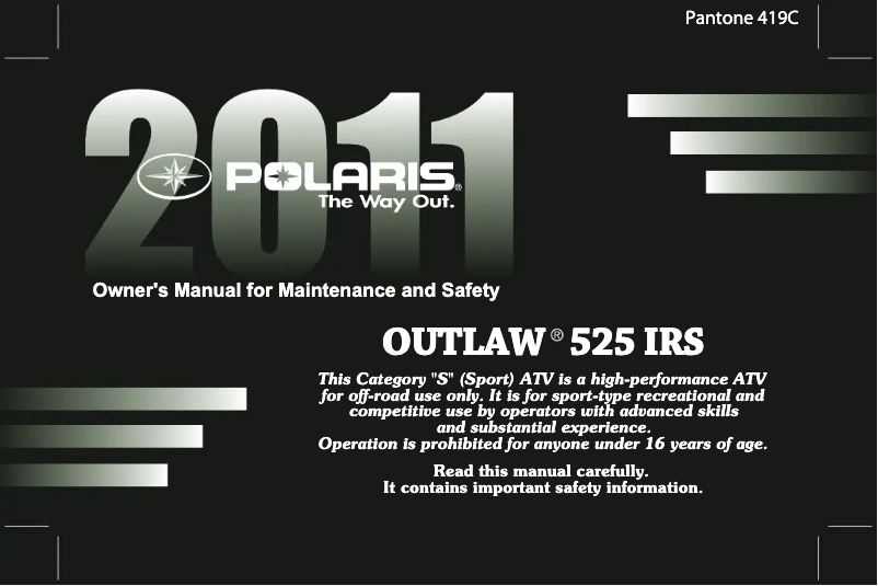 Page 1 de la notice Manuel utilisateur Polaris Outlaw 525 IRS (2011)
