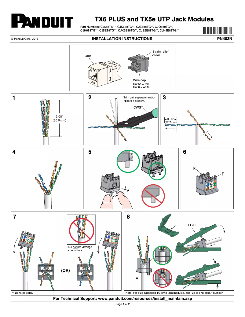 Página 1 del manual Manual de usuario Panduit CJK5E88TGYL