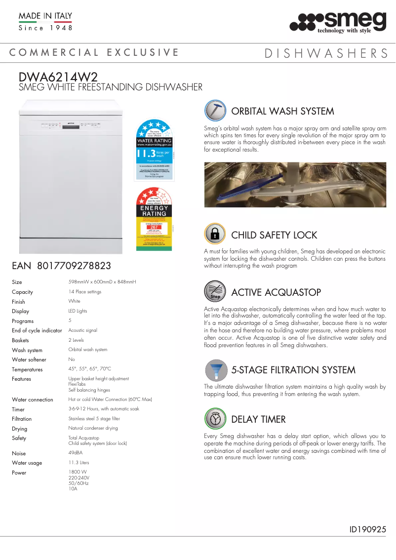 Page n°1 - Manuel utilisateur Smeg DWA6214S2