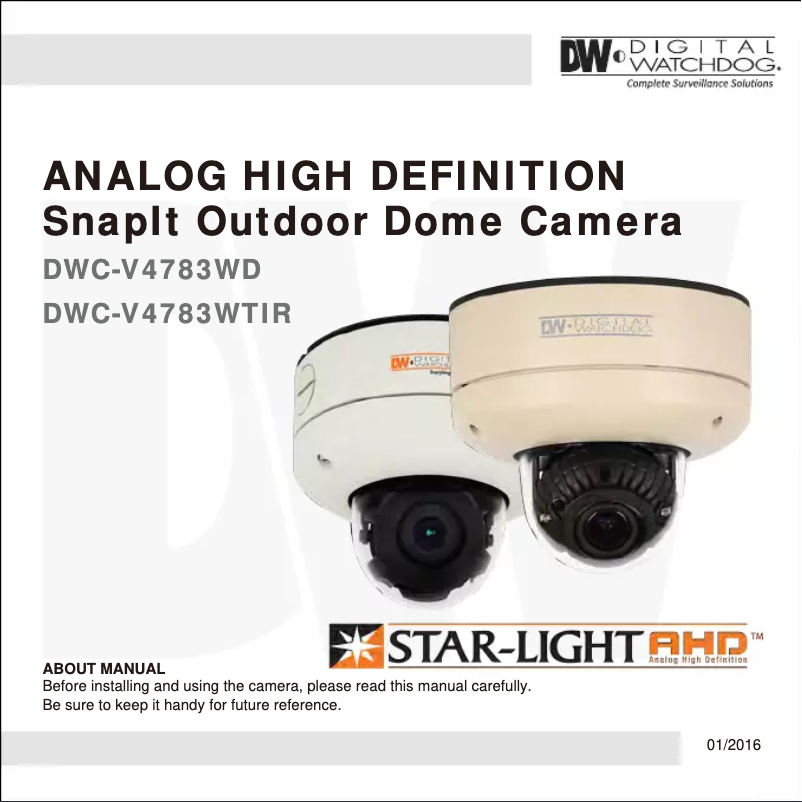 Page n°1 - Manuel utilisateur Digital Watchdog Star-Light AHD DWC-V4783WD