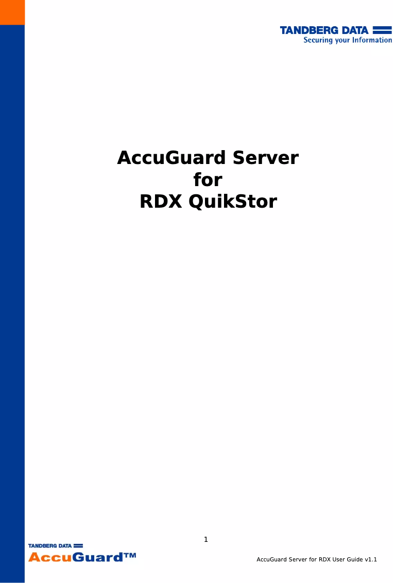 Page n°1 - Manuel utilisateur Tandberg Data 5003-ACC