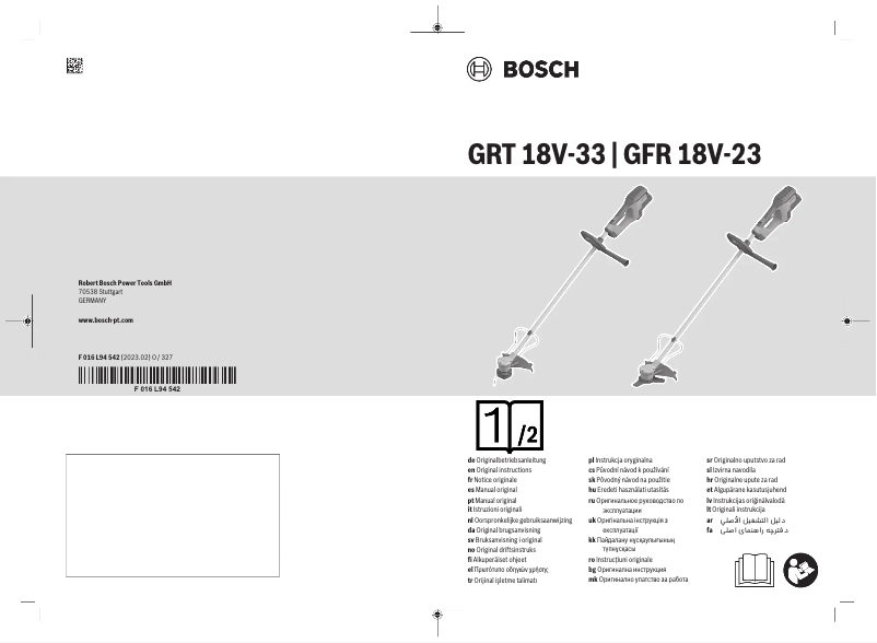 Page 1 de la notice Manuel utilisateur Bosch GFR 18V-23 Professional