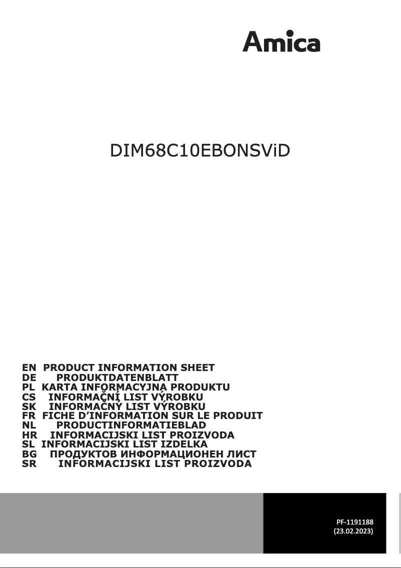 Page n°1 - Fiche technique Amica DIM68C10EBONSViD