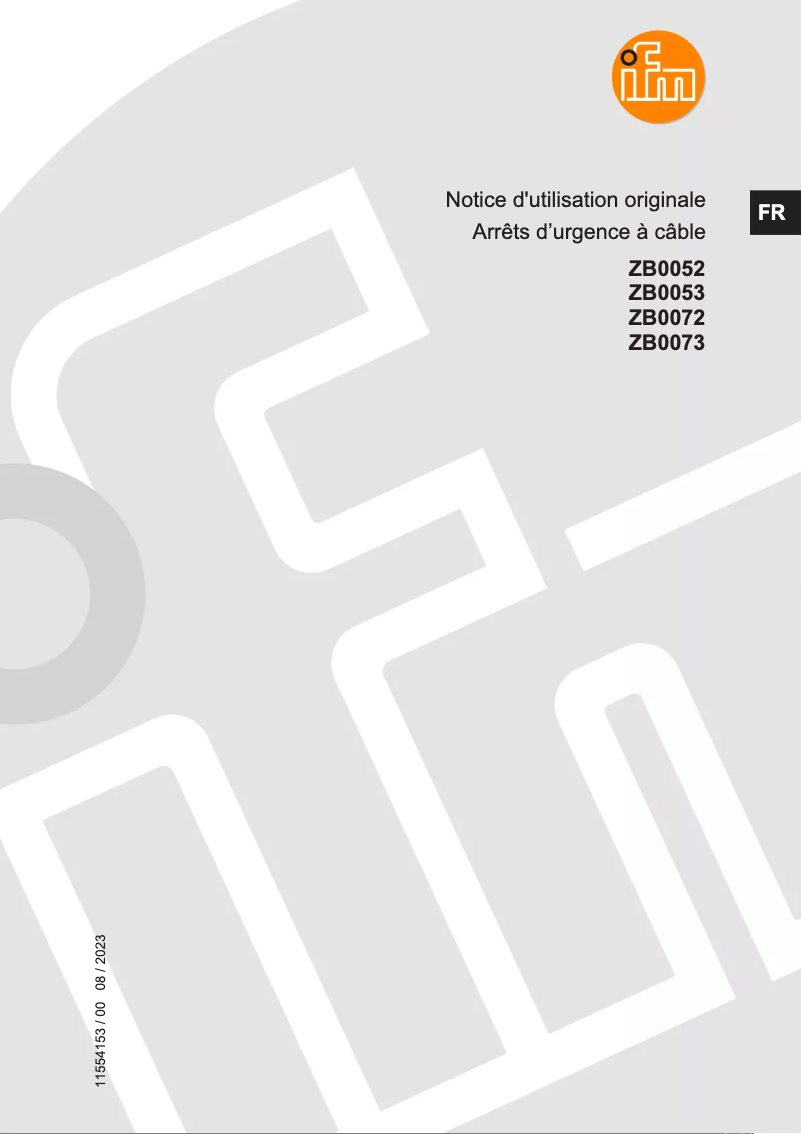 Page 1 de la notice Manuel utilisateur IFM ZB0073