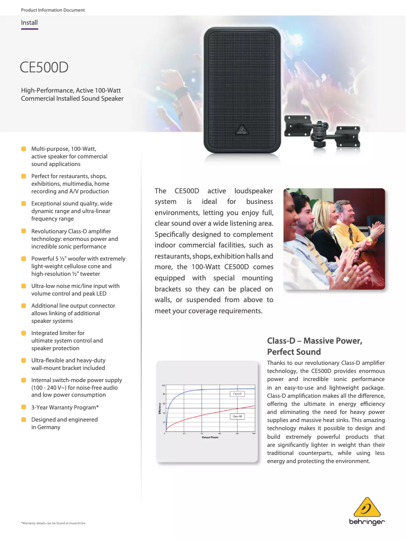 Page 1 de la notice Fiche technique Behringer CE500D