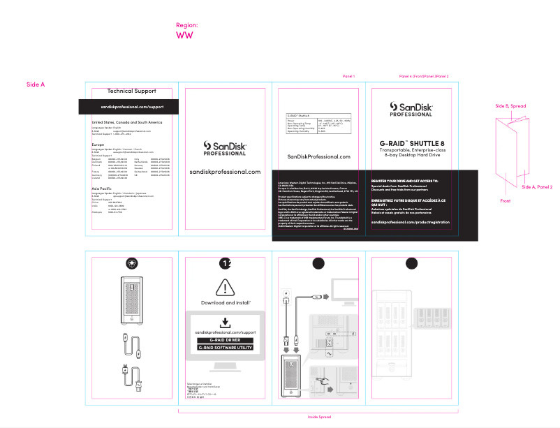 Page 1 de la notice Guide d'installation Sandisk G-RAID Shuttle 8