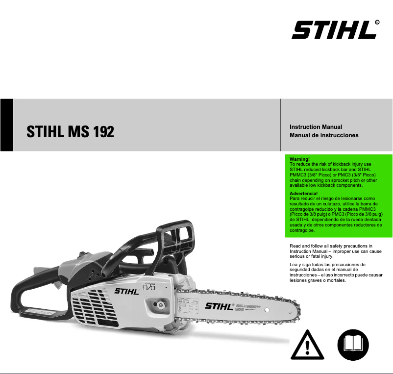 Page 1 de la notice Manuel utilisateur Stihl MS 192