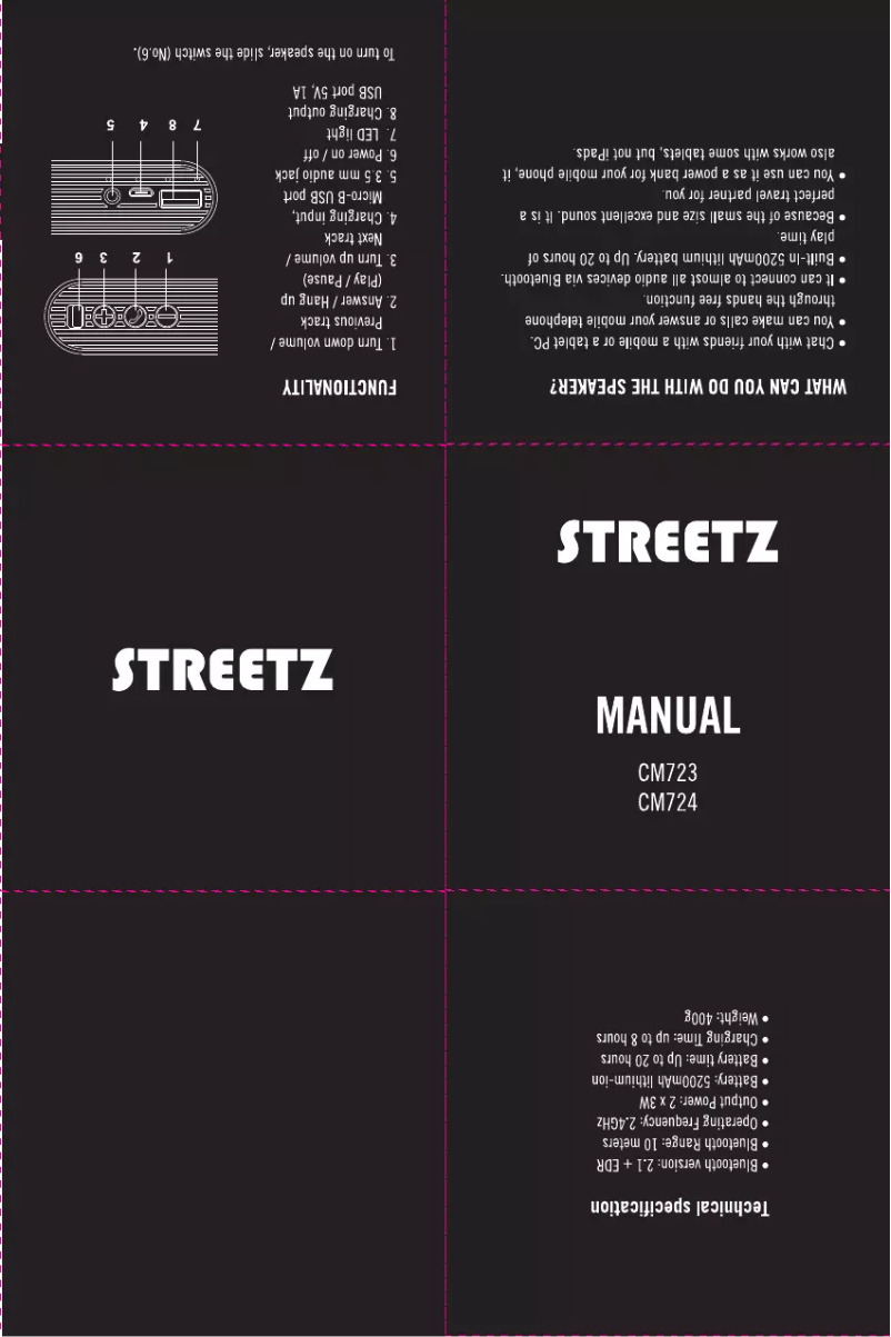 Page 1 de la notice Manuel utilisateur Streetz CM724