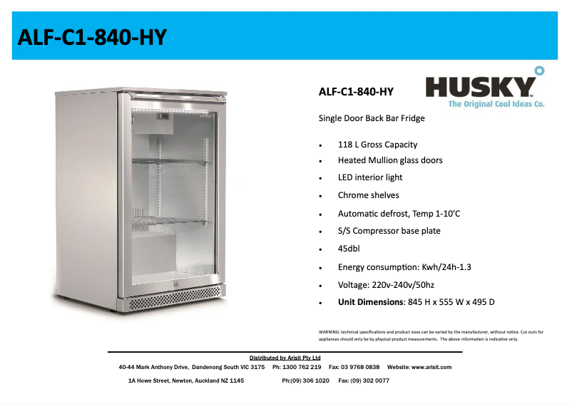 Page n°1 - Fiche technique Husky ALF-C1-840
