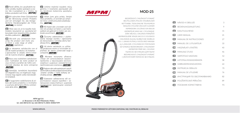Page n°1 - Manuel utilisateur MPM MOD-25
