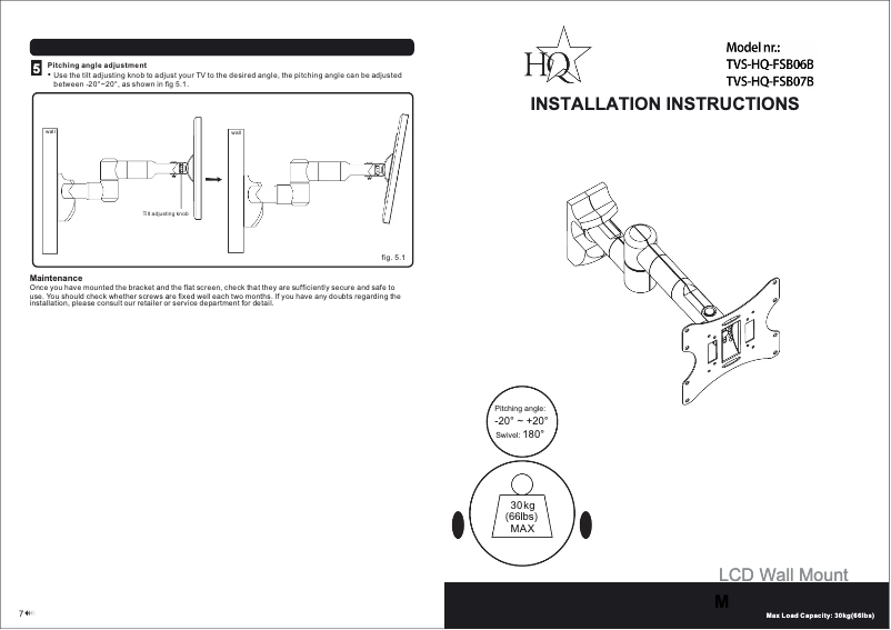 Page 1 de la notice Manuel utilisateur HQ TVS-HQ-FSB07B