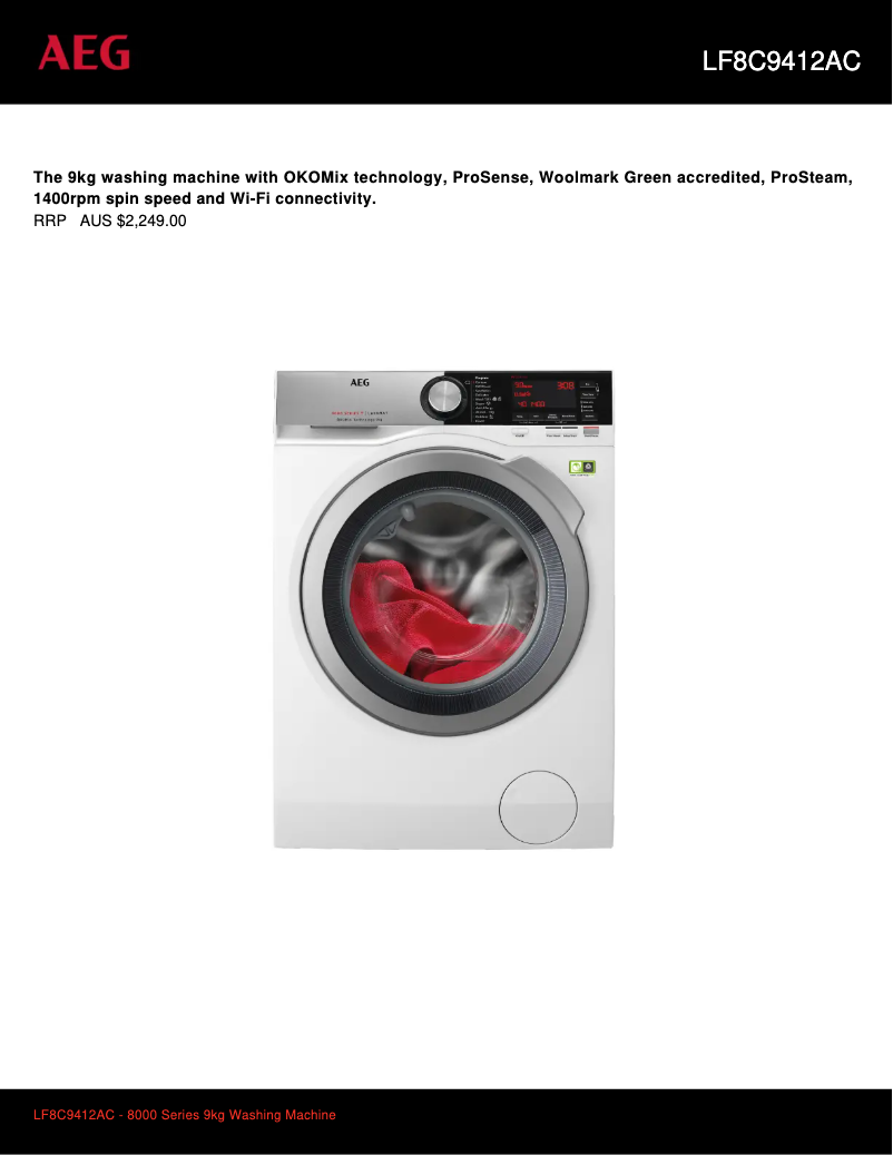 Page n°1 - Fiche technique AEG LF8C9412AC