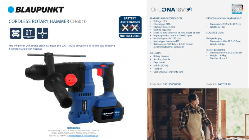 Page 1 de la notice Fiche technique Blaupunkt CH6010