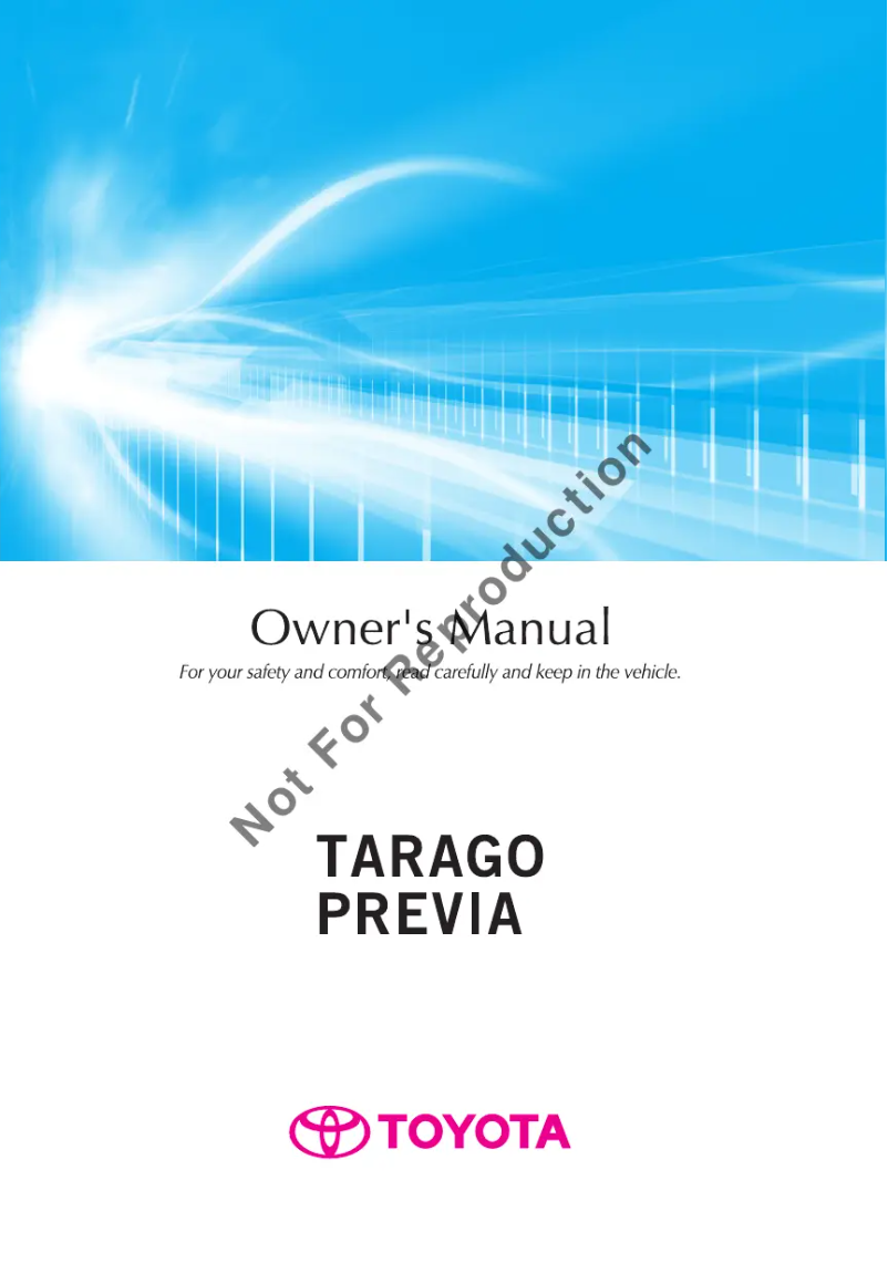 Page 1 de la notice Manuel utilisateur Toyota Tarago (2014)