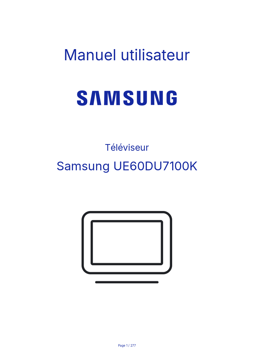 Image de la première page du manuel de l'appareil UE60DU7100K