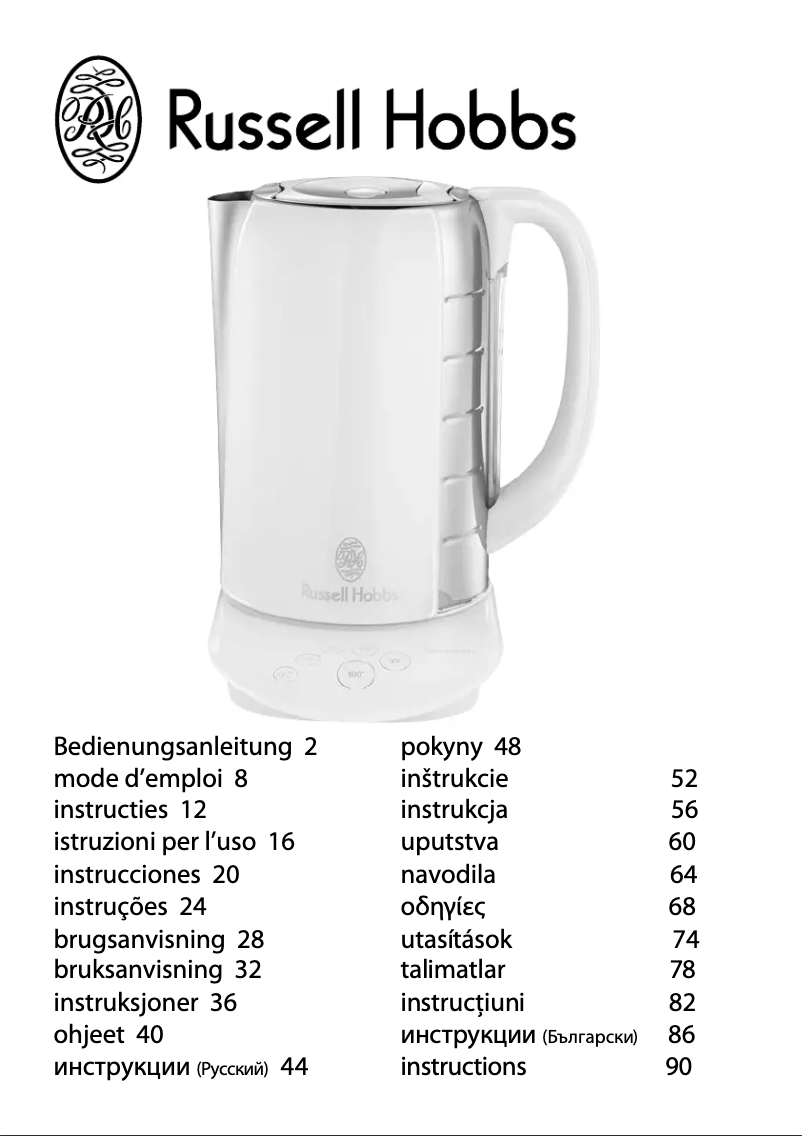 Page 1 de la notice Manuel utilisateur Russell Hobbs 14743-56 Glass Touch
