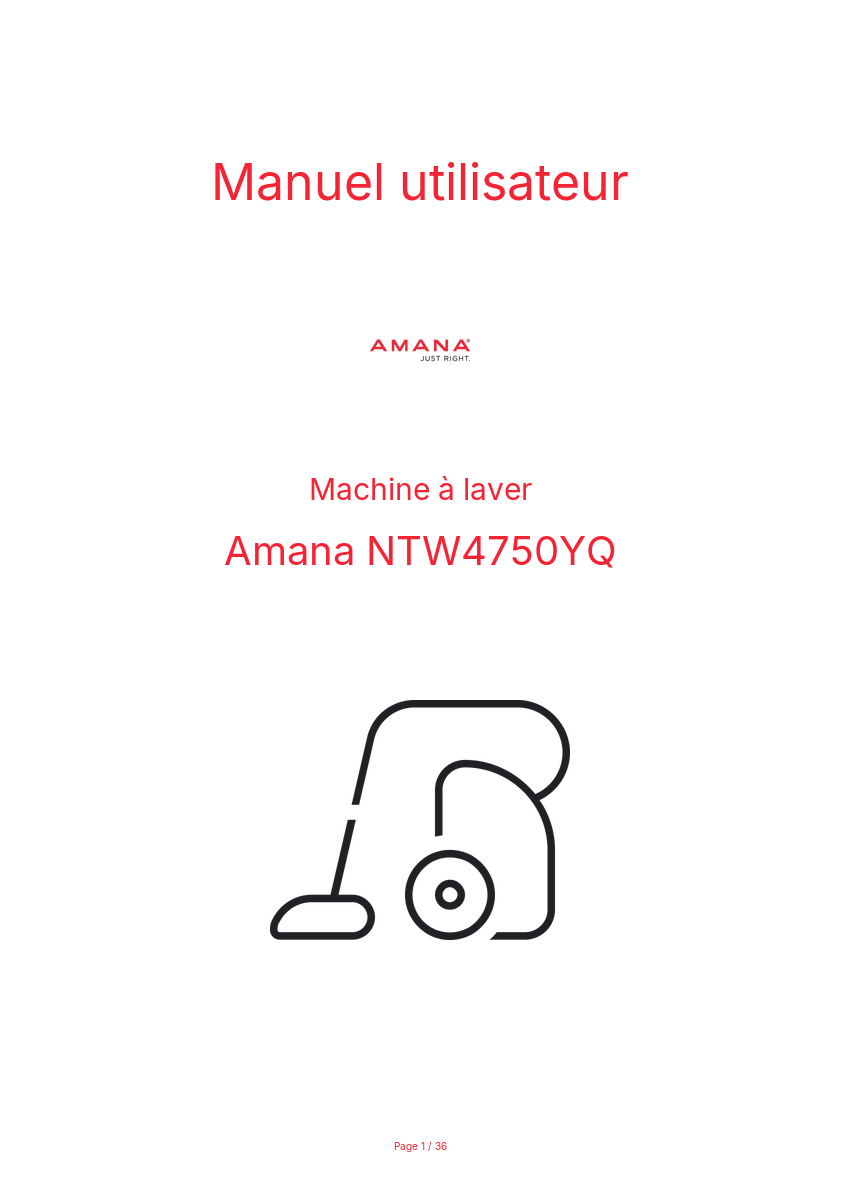 Image de la première page du manuel de l'appareil NTW4750YQ