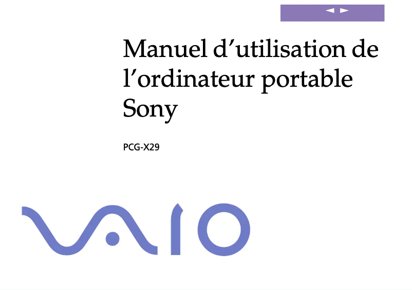 Image de la première page du manuel de l'appareil Vaio PCG-X29