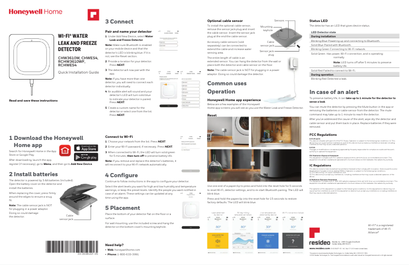 Page 1 de la notice Manuel utilisateur Honeywell RCHW3610