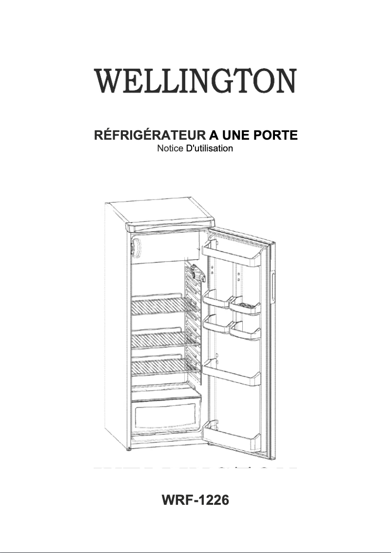 Page 1 de la notice Manuel utilisateur Wellington WRF-1226
