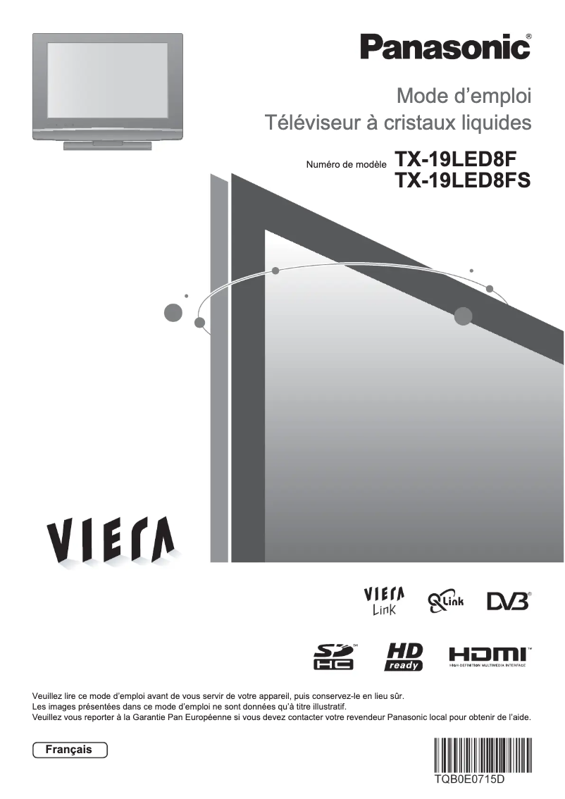 Page 1 de la notice Manuel utilisateur Panasonic Viera TX-19LED8F